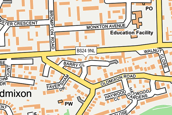 BS24 9NL map - OS OpenMap – Local (Ordnance Survey)