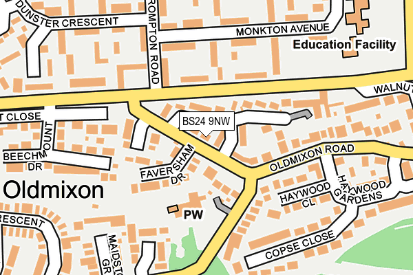 BS24 9NW map - OS OpenMap – Local (Ordnance Survey)