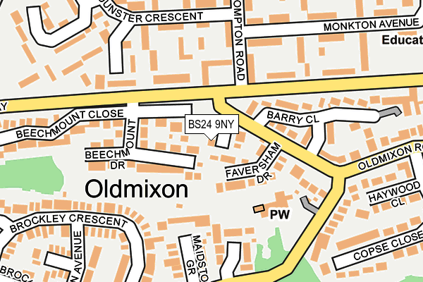 BS24 9NY map - OS OpenMap – Local (Ordnance Survey)