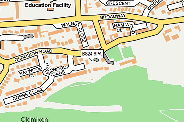 BS24 9PA map - OS OpenMap – Local (Ordnance Survey)