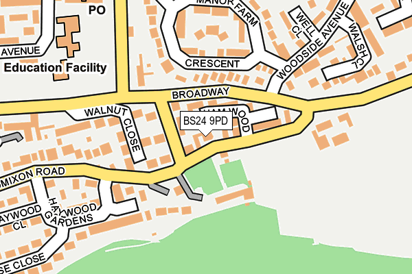 BS24 9PD map - OS OpenMap – Local (Ordnance Survey)