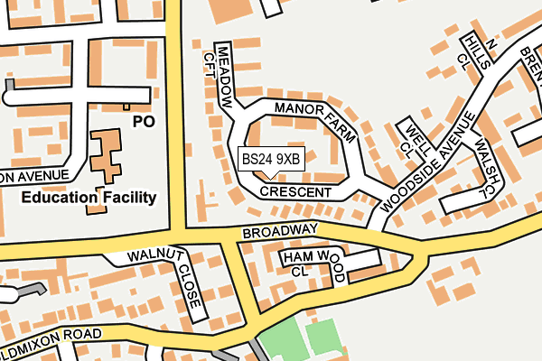 BS24 9XB map - OS OpenMap – Local (Ordnance Survey)