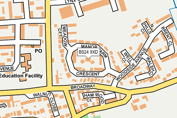 BS24 9XD map - OS OpenMap – Local (Ordnance Survey)