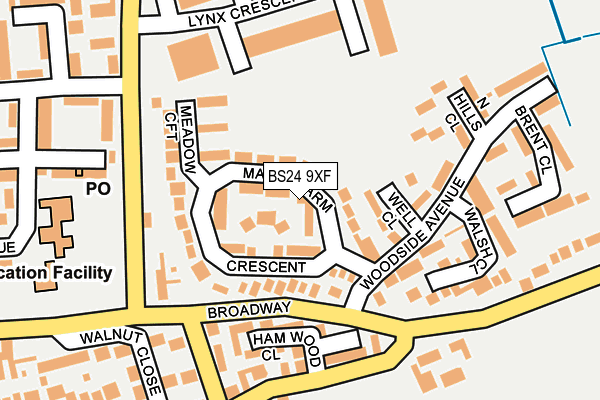 BS24 9XF map - OS OpenMap – Local (Ordnance Survey)