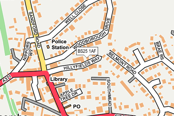 BS25 1AF map - OS OpenMap – Local (Ordnance Survey)