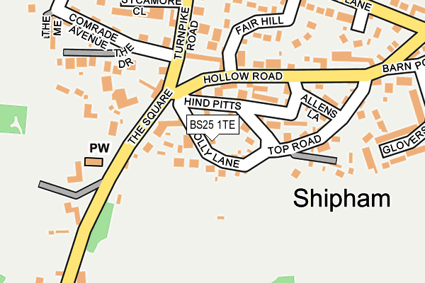 BS25 1TE map - OS OpenMap – Local (Ordnance Survey)