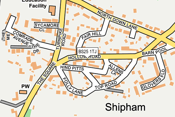 BS25 1TJ map - OS OpenMap – Local (Ordnance Survey)