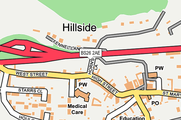 BS26 2AE map - OS OpenMap – Local (Ordnance Survey)