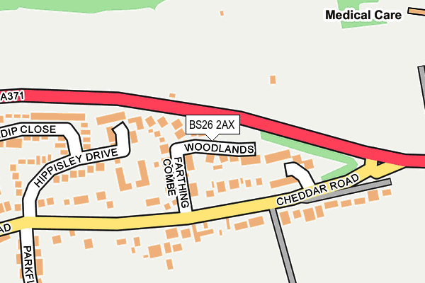 BS26 2AX map - OS OpenMap – Local (Ordnance Survey)