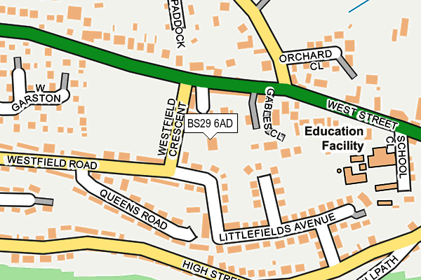 BS29 6AD map - OS OpenMap – Local (Ordnance Survey)