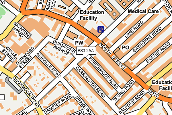 BS3 2AA map - OS OpenMap – Local (Ordnance Survey)