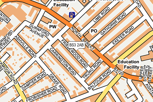 BS3 2AB map - OS OpenMap – Local (Ordnance Survey)