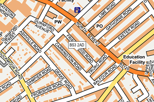 BS3 2AD map - OS OpenMap – Local (Ordnance Survey)