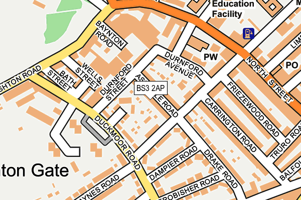 BS3 2AP map - OS OpenMap – Local (Ordnance Survey)