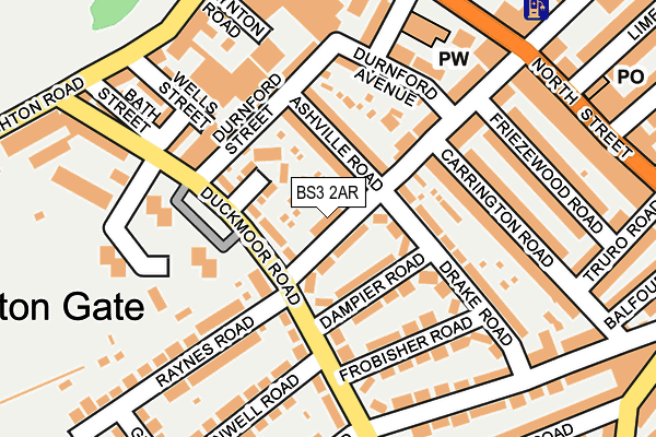 BS3 2AR map - OS OpenMap – Local (Ordnance Survey)