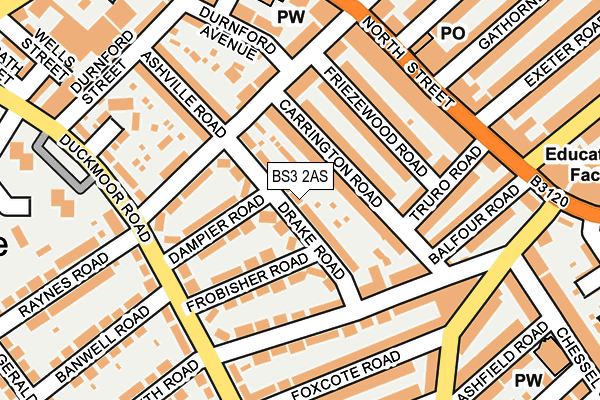 BS3 2AS map - OS OpenMap – Local (Ordnance Survey)