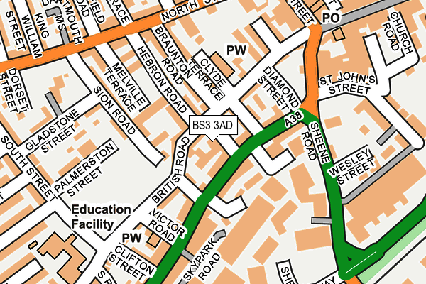BS3 3AD map - OS OpenMap – Local (Ordnance Survey)