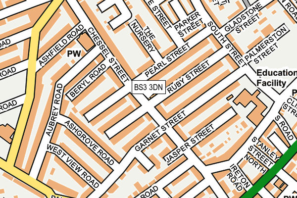 BS3 3DN map - OS OpenMap – Local (Ordnance Survey)