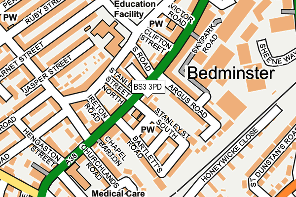 BS3 3PD map - OS OpenMap – Local (Ordnance Survey)