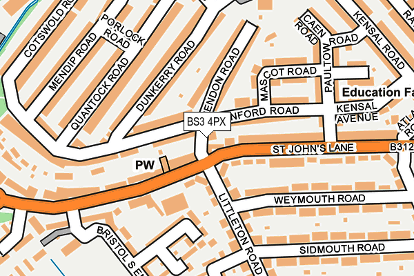 BS3 4PX map - OS OpenMap – Local (Ordnance Survey)