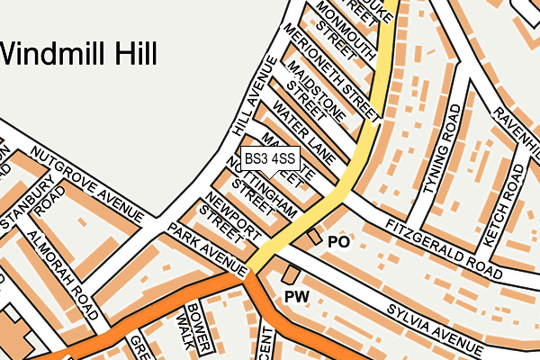 BS3 4SS map - OS OpenMap – Local (Ordnance Survey)