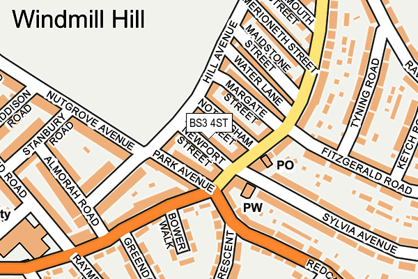 BS3 4ST map - OS OpenMap – Local (Ordnance Survey)