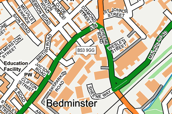 BS3 9GG map - OS OpenMap – Local (Ordnance Survey)
