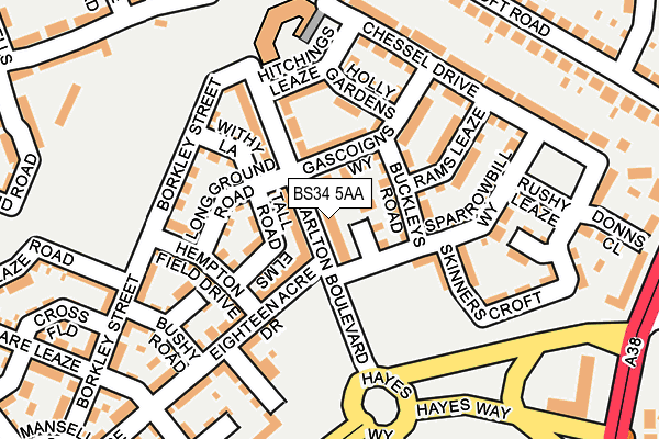BS34 5AA map - OS OpenMap – Local (Ordnance Survey)