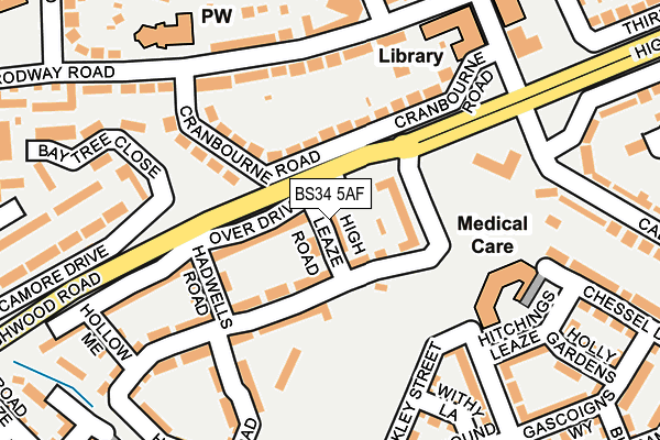 BS34 5AF map - OS OpenMap – Local (Ordnance Survey)