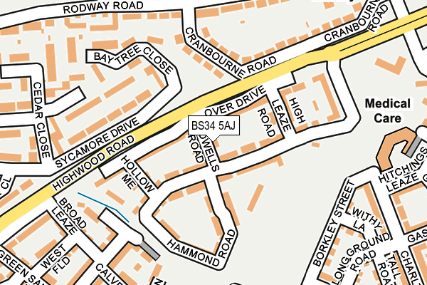 BS34 5AJ map - OS OpenMap – Local (Ordnance Survey)