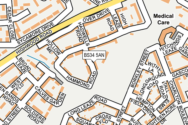 BS34 5AN map - OS OpenMap – Local (Ordnance Survey)
