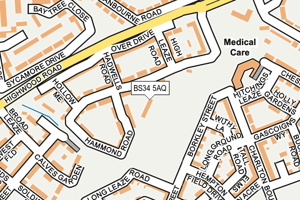 BS34 5AQ map - OS OpenMap – Local (Ordnance Survey)