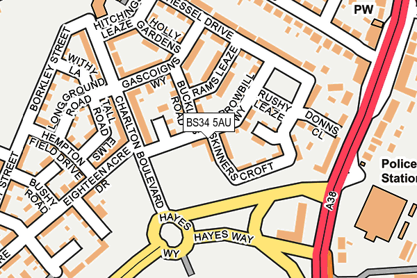BS34 5AU map - OS OpenMap – Local (Ordnance Survey)