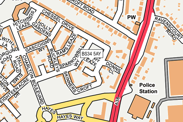 BS34 5AY map - OS OpenMap – Local (Ordnance Survey)