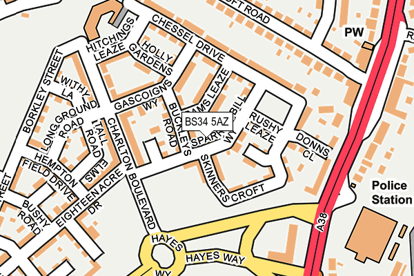 BS34 5AZ map - OS OpenMap – Local (Ordnance Survey)