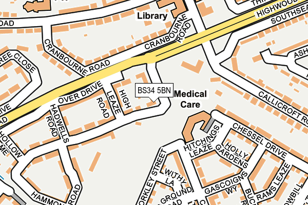BS34 5BN map - OS OpenMap – Local (Ordnance Survey)