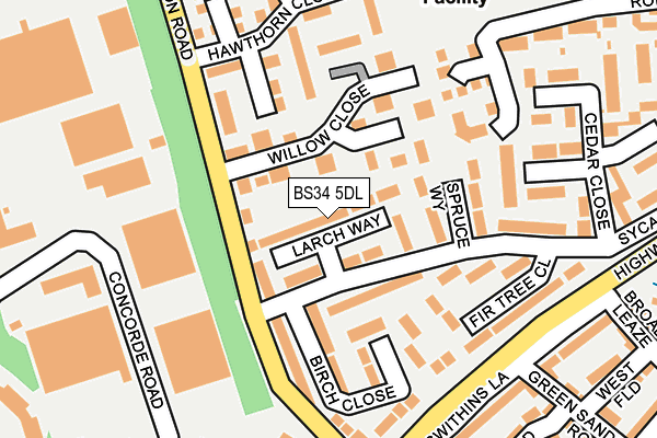 BS34 5DL map - OS OpenMap – Local (Ordnance Survey)