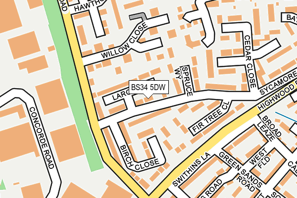 BS34 5DW map - OS OpenMap – Local (Ordnance Survey)