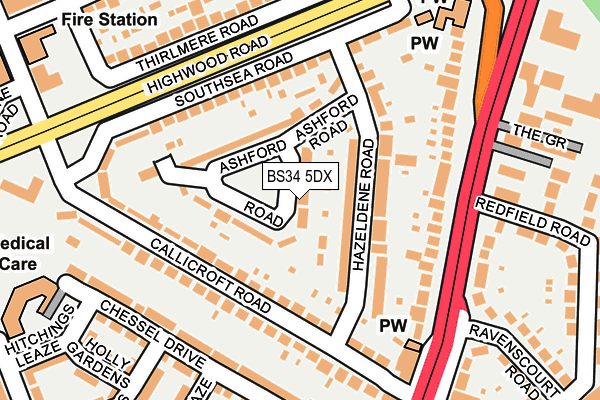 BS34 5DX map - OS OpenMap – Local (Ordnance Survey)