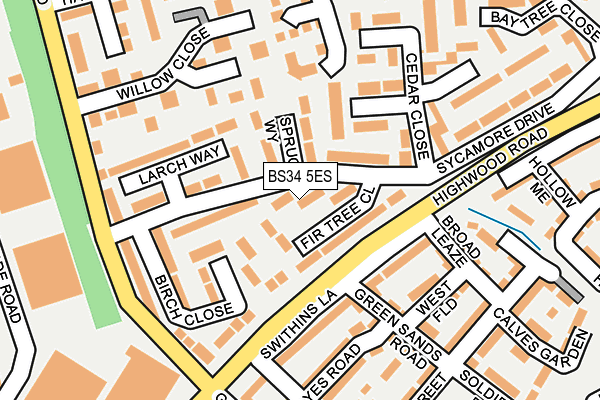 BS34 5ES map - OS OpenMap – Local (Ordnance Survey)