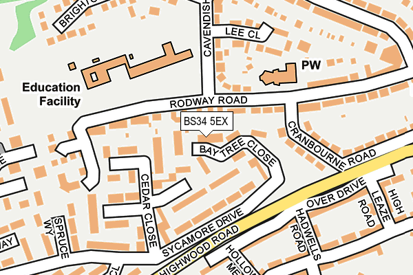 BS34 5EX map - OS OpenMap – Local (Ordnance Survey)