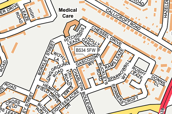 BS34 5FW map - OS OpenMap – Local (Ordnance Survey)