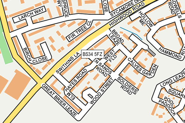 BS34 5FZ map - OS OpenMap – Local (Ordnance Survey)