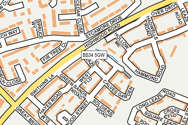 BS34 5GW map - OS OpenMap – Local (Ordnance Survey)