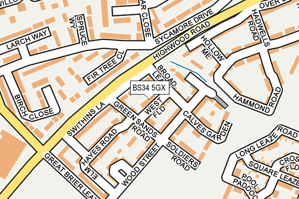 BS34 5GX map - OS OpenMap – Local (Ordnance Survey)