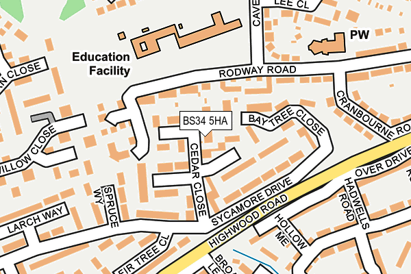 BS34 5HA map - OS OpenMap – Local (Ordnance Survey)