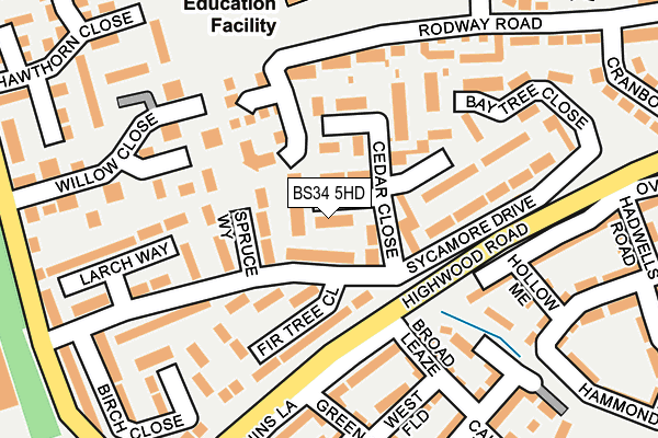 BS34 5HD map - OS OpenMap – Local (Ordnance Survey)