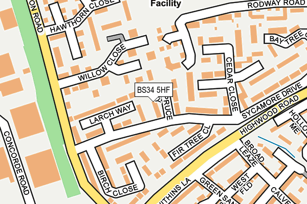 BS34 5HF map - OS OpenMap – Local (Ordnance Survey)