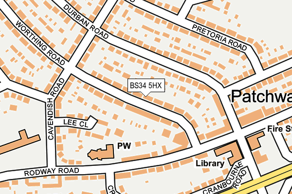 BS34 5HX map - OS OpenMap – Local (Ordnance Survey)