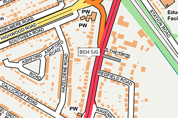 BS34 5JG map - OS OpenMap – Local (Ordnance Survey)